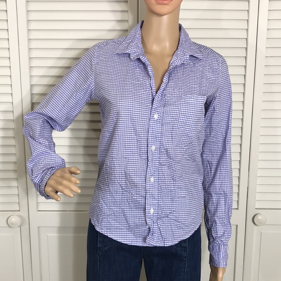 Frank & Eileen Barry Checkered Button-Down Purple Shirt XS - Picture 1 of 14